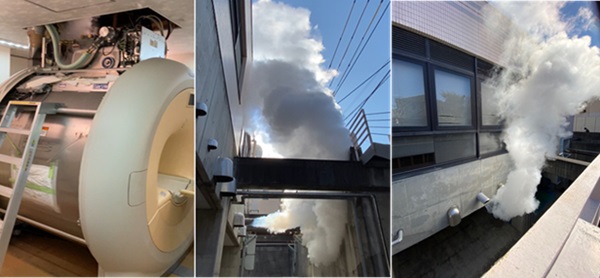 旧MRI装置のクエンチングの様子